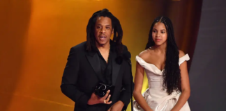 Jay-Z and his daughter Blue Ivy at the 2024 Grammys | Valerie Macon / AFP via Getty Images