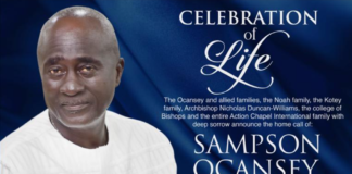 Celebration of life: SAMPSON OCANSEY a.k.a  UNCLE SAM, CEO OF DE ICON EVENTS CENTER