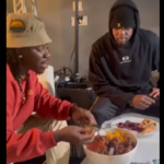 Stonebwoy eats Waakye with Wyclef Jean in USA