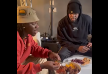 Stonebwoy eats Waakye with Wyclef Jean in USA