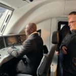 CEO of the Ghana Railways Development Authority, Yaw Owusu testing the train in Poland at the handing over ceremony last Friday
