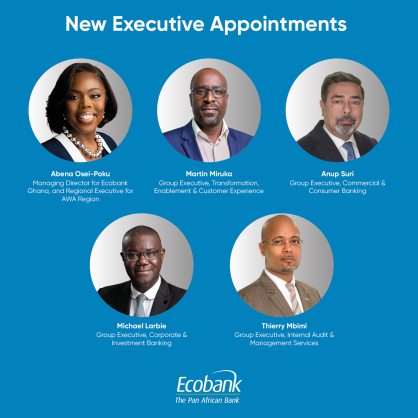 Ecobank Group Strengthens Leadership Team with Strategic Top-level Appointments