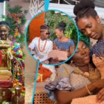 Moses Bliss and Marie Wiseborn look stunning together in beautiful kente ensembles. Photo credit: @bellanaija.