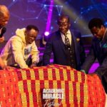 From Left: Rev Dr Stephen Yenusom Wengam; Rev Dr Kwadwo Boateng Bempah; Bishop Eddy Addy and Bishop Boniface Keelson, praying over the book to unveil it.