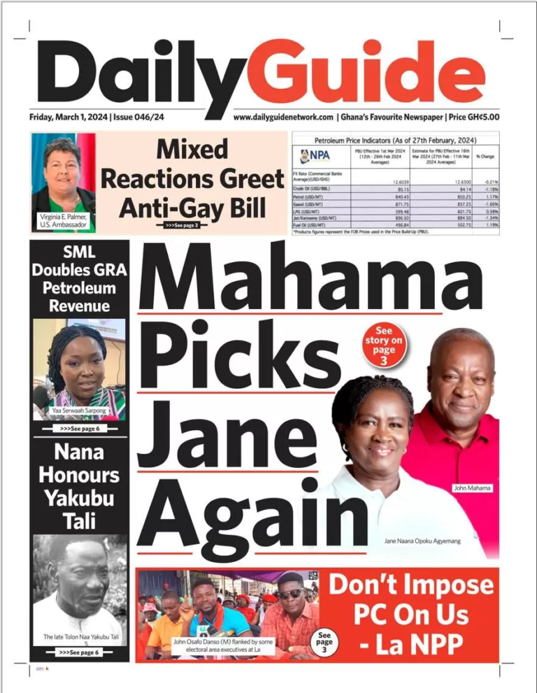  Newspaper headlines: Friday 1st March 2024