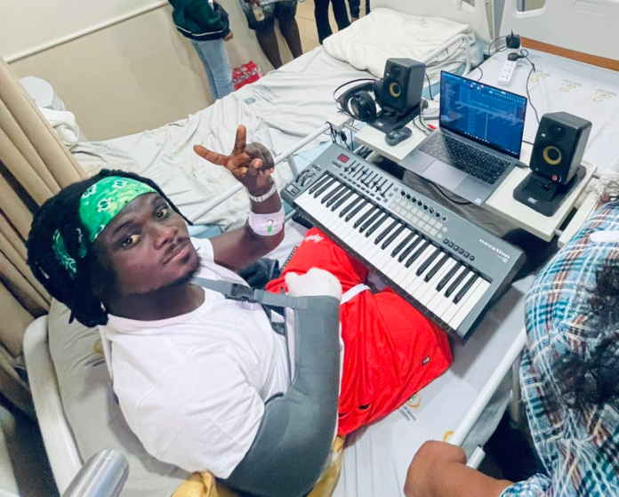 Kuami Eugene on his sick UGMC bed after N1 accident