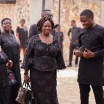 Prof Naana Jane being welcomed to the funeral by Edem Agbana