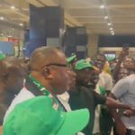 Ofosu Ampofo and some of the NDC supporters at the Kotoka International Airport