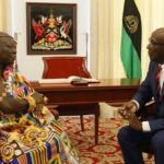 The Asantehene with the Trinidad and Tobago PM, Keith Christopher Rowley.