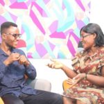 Mrs Vasty Agyeiwaa Sarkodie interacting with her hearing impaired son, Michael Gyamfi Sekyere through sign language Picture: Ernest Kodzi