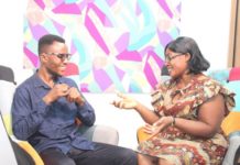 Sign language strengthens our bond — Mother, hearing impaired son Mrs Vasty Agyeiwaa Sarkodie interacting with her hearing impaired son, Michael Gyamfi Sekyere through sign language Picture: Ernest Kodzi