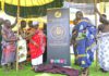 Unveiling of the anniversary logo: from Right, Okyenhemaa - Nana Adutwumwaa Dokua... Left Daasebre Nyarko Asumadu Appiah - Okyeman Oseawuohene /Wankyihene