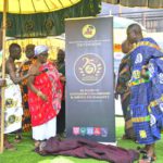 Unveiling of the anniversary logo: from Right, Okyenhemaa - Nana Adutwumwaa Dokua... Left Daasebre Nyarko Asumadu Appiah - Okyeman Oseawuohene /Wankyihene