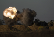 An Israeli mobile artillery unit fires a shell from southern Israel towards the Gaza Strip, in a position near the Israel-Gaza border, Tuesday, May 7, 2024. (AP Photo/Leo Correa)ASSOCIATED PRESS