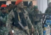 Videos on social media showed men in fatigues at the Palais de la Nation, brandishing flags of Zaire.