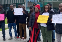 BBC | Teesside University students protested on campus on Tuesday morning
