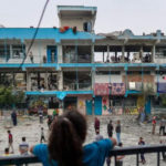 Witnesses and local journalists said missiles hit classrooms on upper floors of the UN school