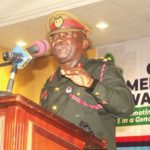 Lt Gen. Thomas Oppong-Peprah (inset), Chief of the Defence Staff, addressing some officials at the conference. Picture: ESTHER ADJORKOR ADJEI