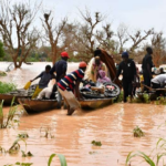 In Niger, people were forced to use canoes after heavy rains damaged main roads.