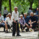 Senior citizens relax at a park in Fuyang city in eastern China's Anhui province earlier this month. CFOTO/Future Publishing/Getty Images
