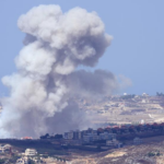 Smoke from Israeli airstrikes on villages in the Nabatiyeh district is visible Monday from the southern town of Marjayoun, Lebanon. (Hussein Malla / Associated Press)