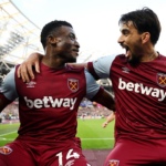 Mohammed Kudus of West Ham United celebrates with Lucas Paqueta of West Ham Image credit: Getty Images