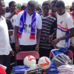 Gideon Boako donates jerseys and footballs to support Duayaw Nkwanta teams