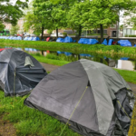 Getty Images Rows of tents housing asylum seekers pitched along Dublin's Grand Canal in May this year