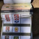 Torn ballot papers issued to voters at the Temporary Booth Bayiri Polling Station