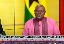 The National Democratic Congress (NDC) Member of Parliament-elect for the Ablekuma West constituency in the Greater Accra region, Rev. Dr. Kweku Addo