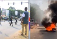 Angry NDC Weija-Gbawe supporters block roads; burn tyres at EC officeÂ