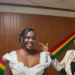 Fantana and her mum with her little sister at the Parliament of Ghana | credit: @The1957News/X