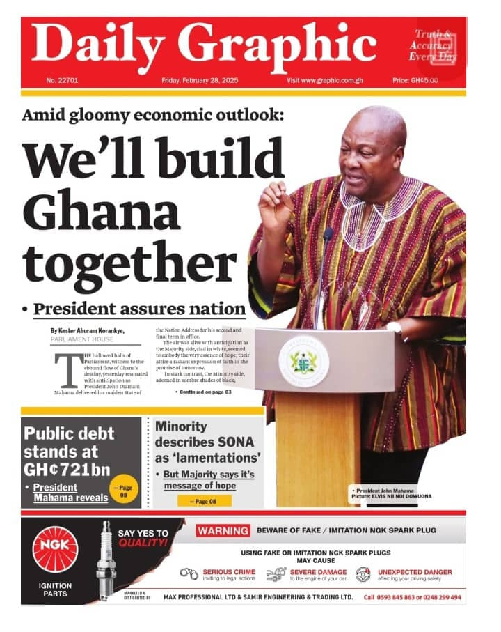Newspaper headlines: Friday, February 28, 2025