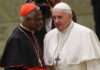 Cardinal Peter Appiah Turkson (L) with Pope Francis