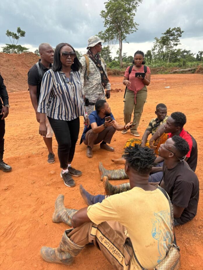 Hannah Bissiw, Atiwa West DCE lead operation to arrest 10 illegal miners