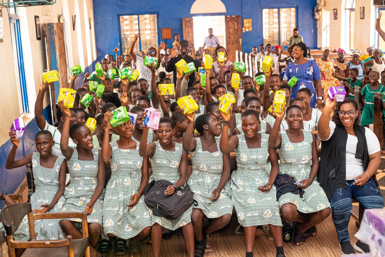 Kojo Brace Initiative donates sanitary pads to school girls in Egyam, Yakor
