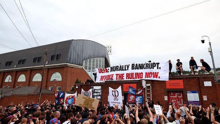 Palace fans protest over Conference League demotion