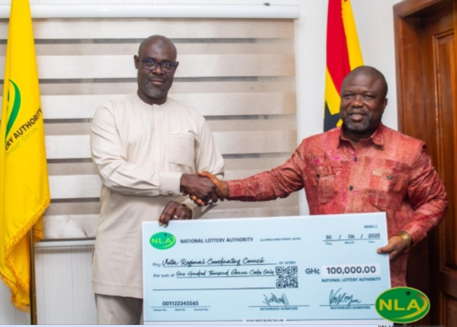 NLA presents GH¢100,000 to Volta Regional Coordinating Council in support of tidal wave victims