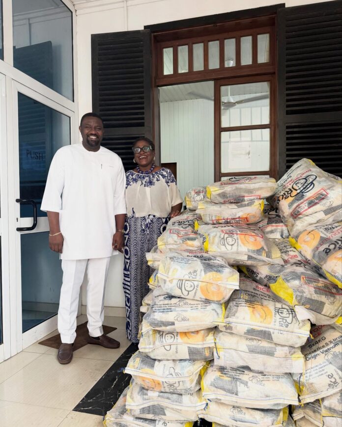 John Dumelo donates 500 bags of rice to UG