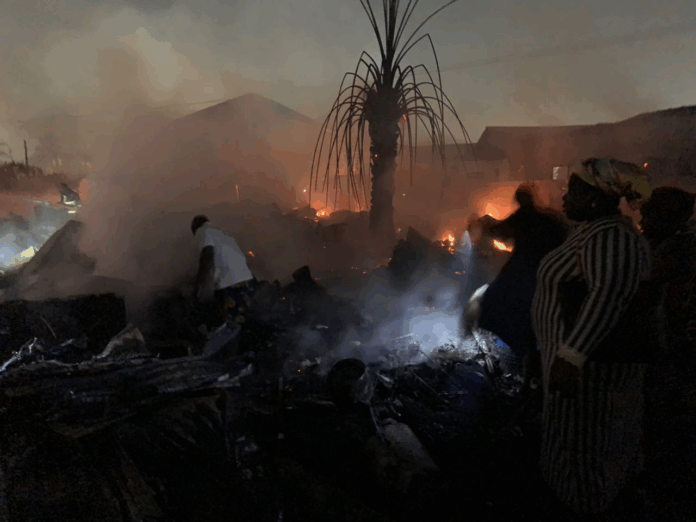 Fire destroys wooden structures at Madina Ritz Junction slum
