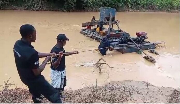 Blue Water Guards destroy galamsey equipment on Mansi River