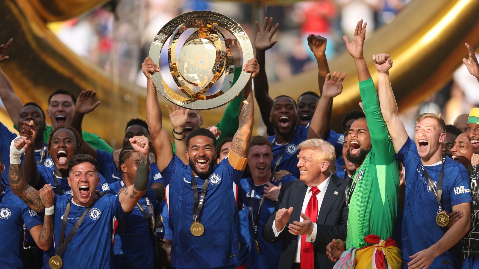 Club World Cup: Cole Palmer bemused as Donald Trump joins Chelsea celebrations after victory over PSG -