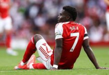 Saka set to miss up to four weeks through injury