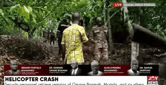 Helicopter crash scene