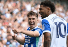 Gruda grabs late winner as Brighton stun Man City