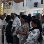 Families of late Omane Boamah and Peter Anala receive blessings at thanksgiving mass