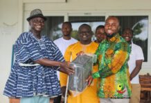 Agyenim Boateng Foundation donates IT logistics to Pru West District education office