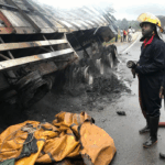 One injured as Benz truck erupts in fire on Adugyama-Bechem highway