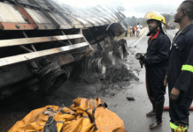 One injured as Benz truck erupts in fire on Adugyama-Bechem highway