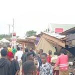 Backhoe loader crashes into shops at Bibiani after brake failure